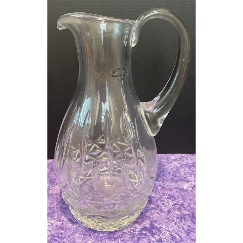 Wedgwood Full Lead Crystal‎ Carafe Decanter Pitcher 9 Inch Heavy Vintage Elegant